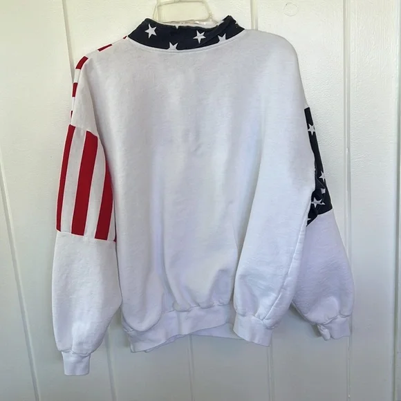ESY‎ - vintage sportswear 3/4 zip flag sweatshirt, xl - Picture 2 of 9